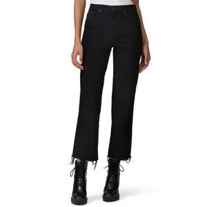 ASKK NY Black High Rise Raw Hem Ankle Straight Jeans Size 31